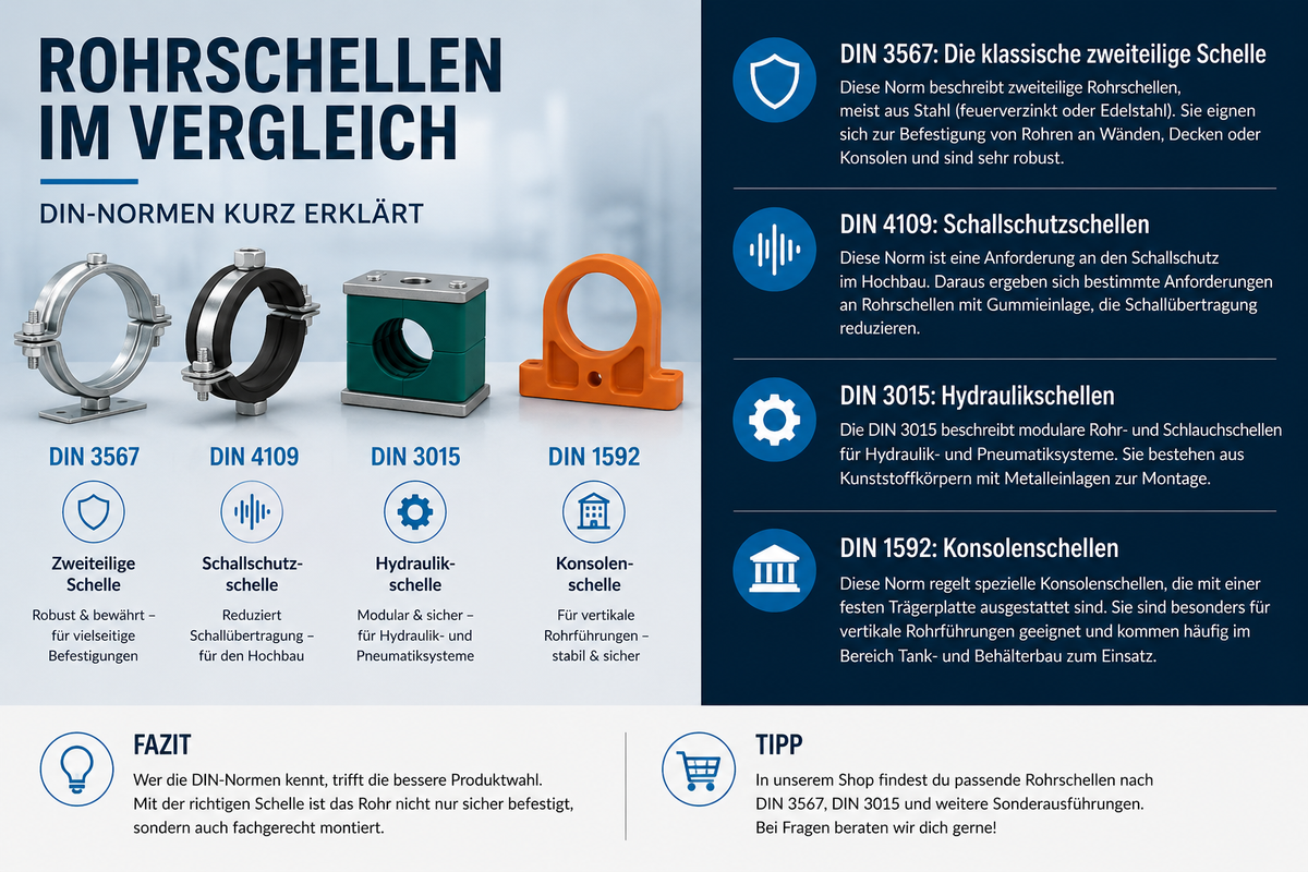 Rohrschellen nach DIN: Unterschiede & Anwendungen