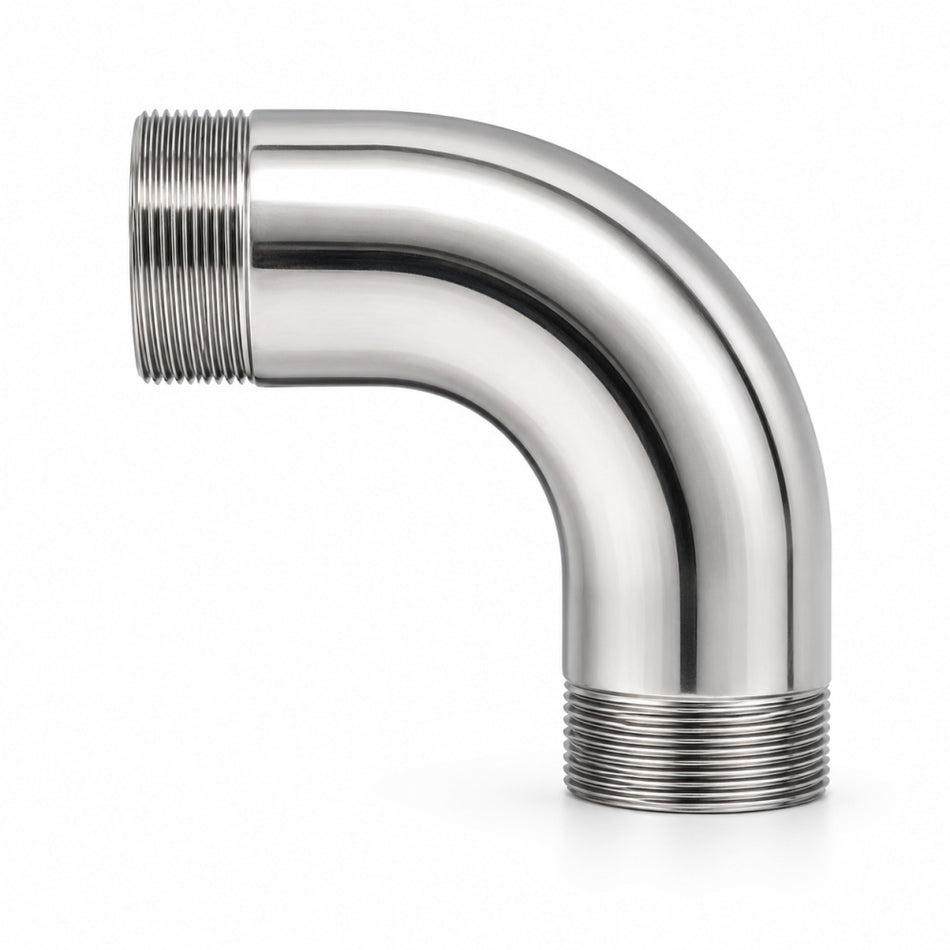 90° Edelstahl-Bogen AG/AG BSPP flachdichtend – ¾" bis 4", 16 bar
