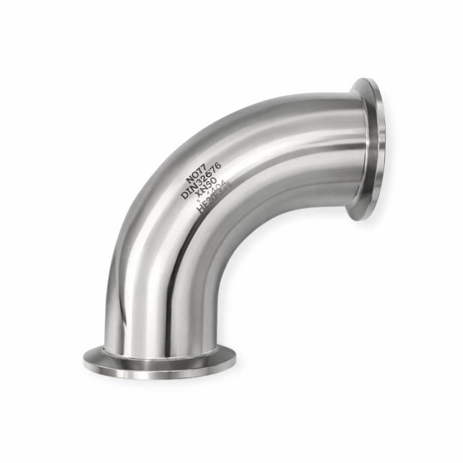 Clampbogen 90° – beidseitige Clamp-Kupplung nach DIN 32676 – Edelstahl 1.4404