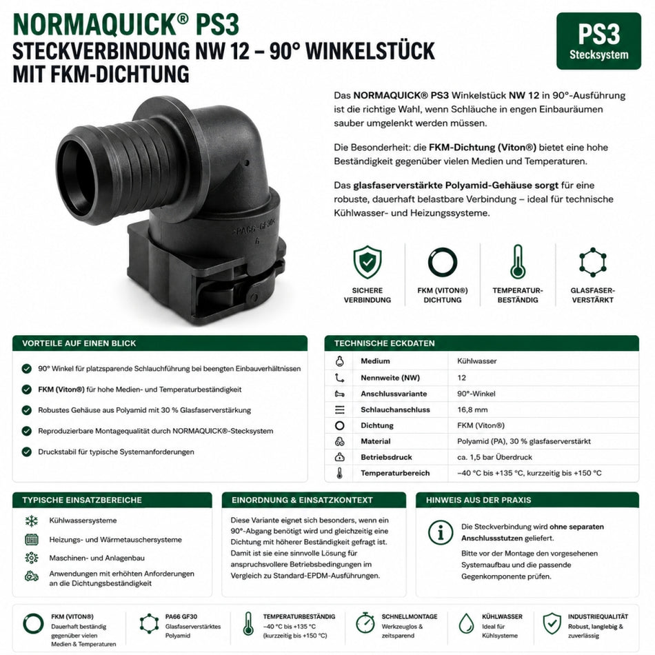 NORMAQUICK PS3 Steckverbindung NW 12-90° FKM Winkelstück
