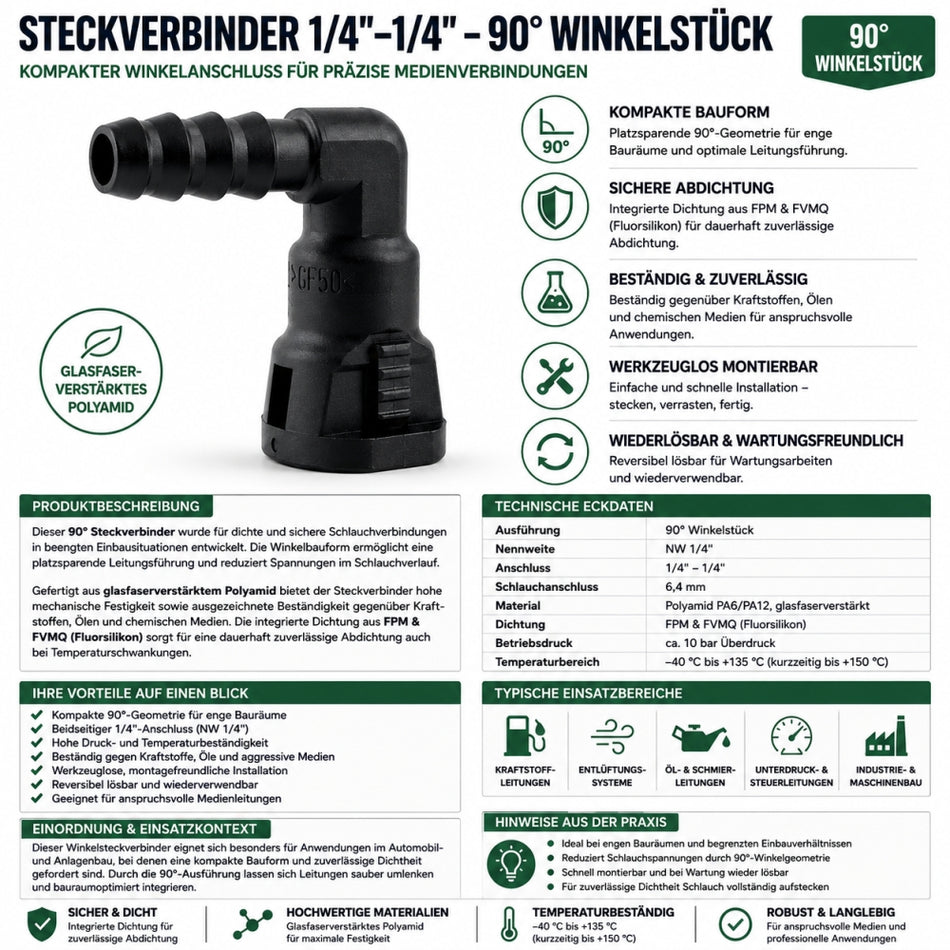 NORMAQUICK S Steckverbinder 1/4"-1/4"-90° Winkestück
