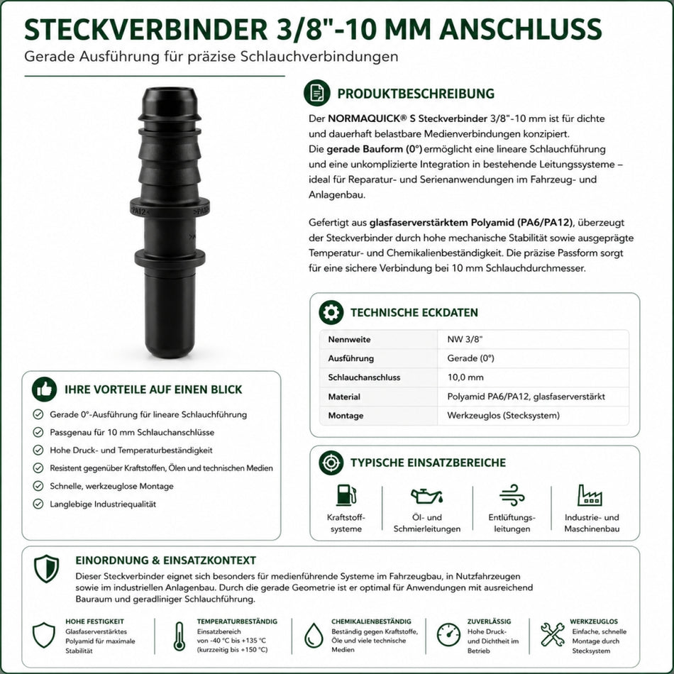 NORMAQUICK S Steckverbinder 3/8"-10mm Anschluss