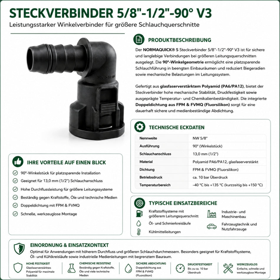 NORMAQUICK S Steckverbinder 5/8"-1/2"-90" V3