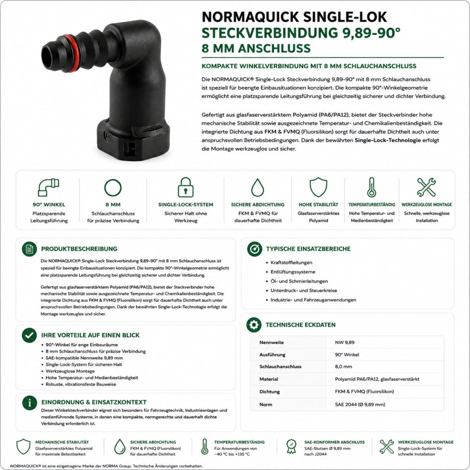 NORMAQUICK Single-Lok Steckverbindung 9,89-90° 8mm Anschluss