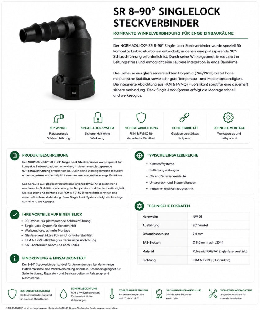 NORMAQUICK SR 8-90° SingleLock Steckverbinder