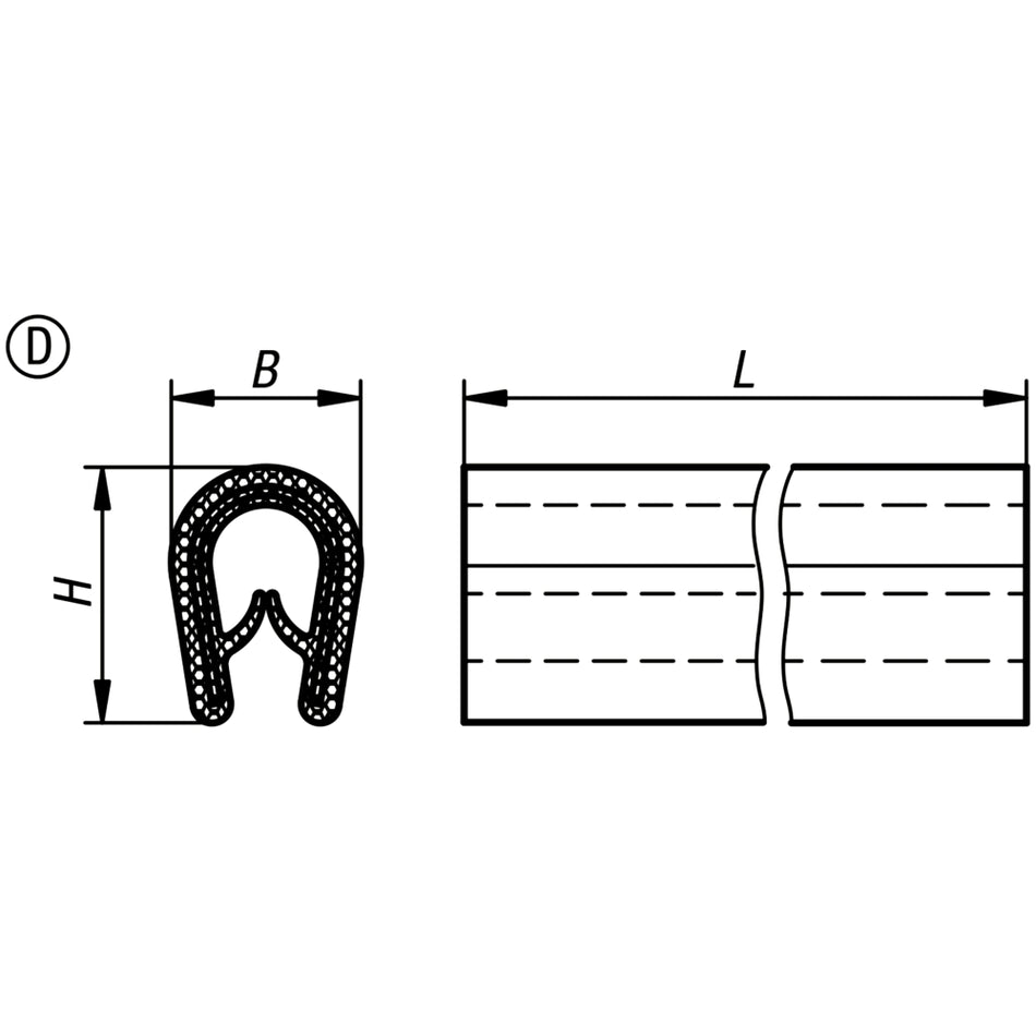 PVC Kantenschutzprofil schwarz mit Stahlklemmband Klemmbereich 0,8-1,5mm