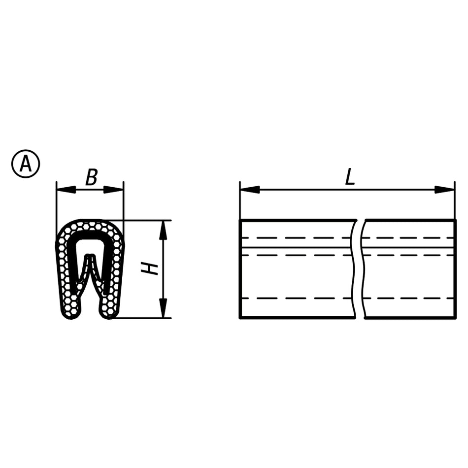 PVC Kantenschutzprofil schwarz mit Stahlklemmband Klemmbereich 1-2mm