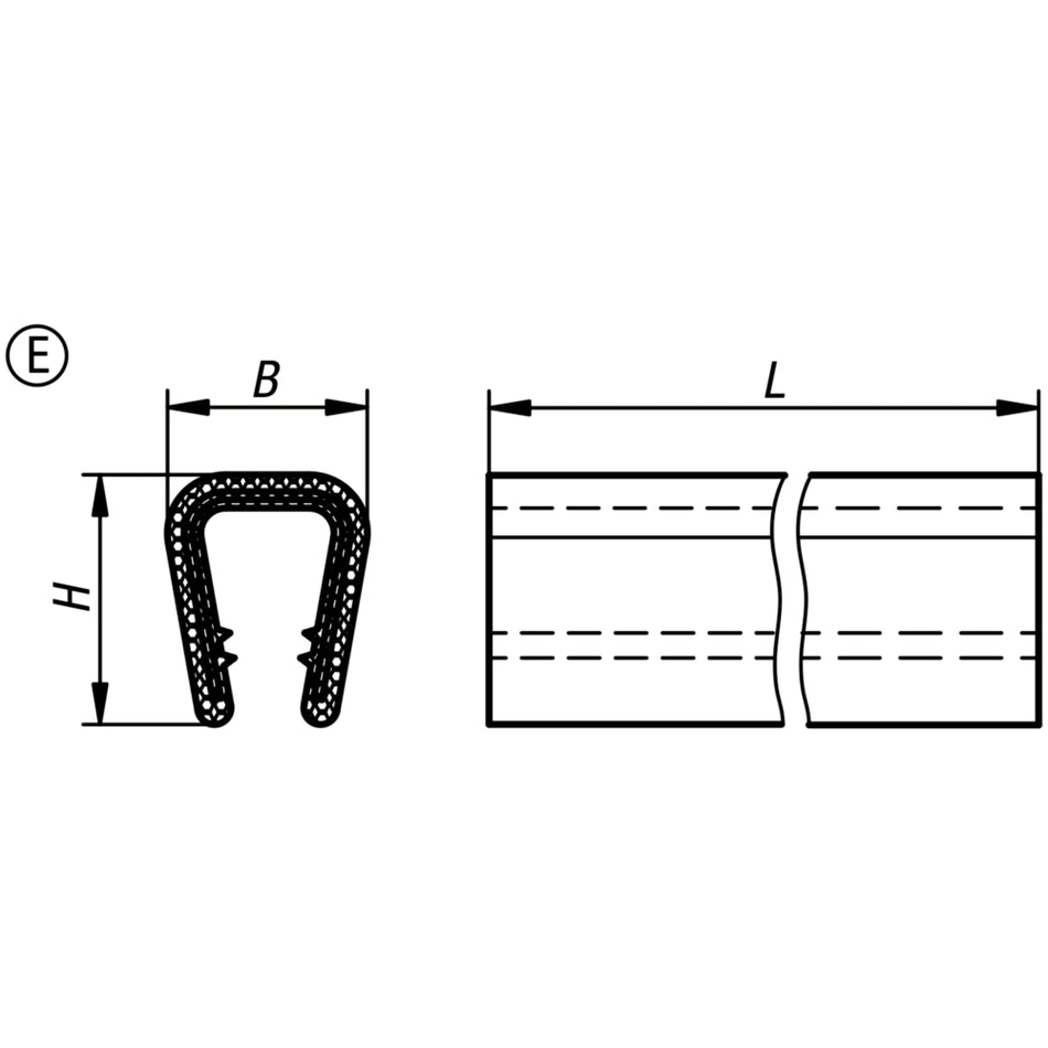 PVC Kantenschutzprofil schwarz mit Stahlklemmband Klemmbereich 6-8mm