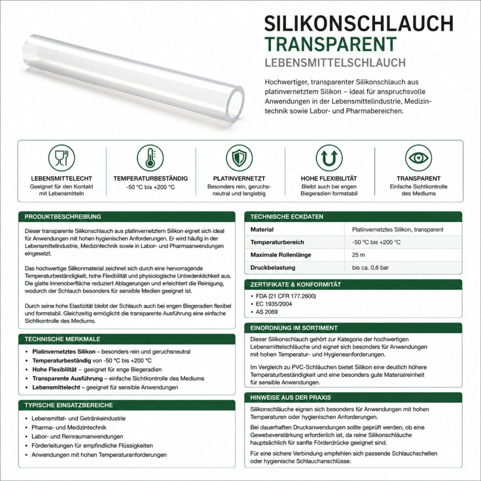 Silikonschlauch transparent Lebensmittelschlauch
