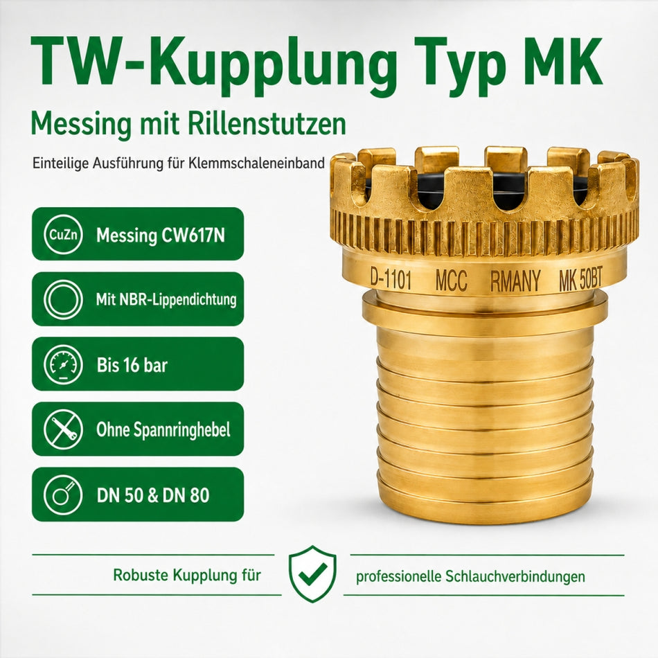 TW-Kupplung Typ MK Messing mit Rillenstutzen