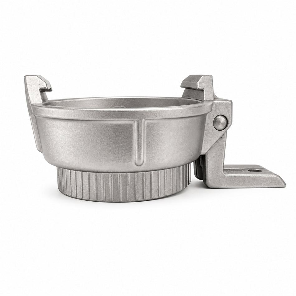 TW-Mutterkupplung Typ MK G3" mit 90°-Hebel, Edelstahl