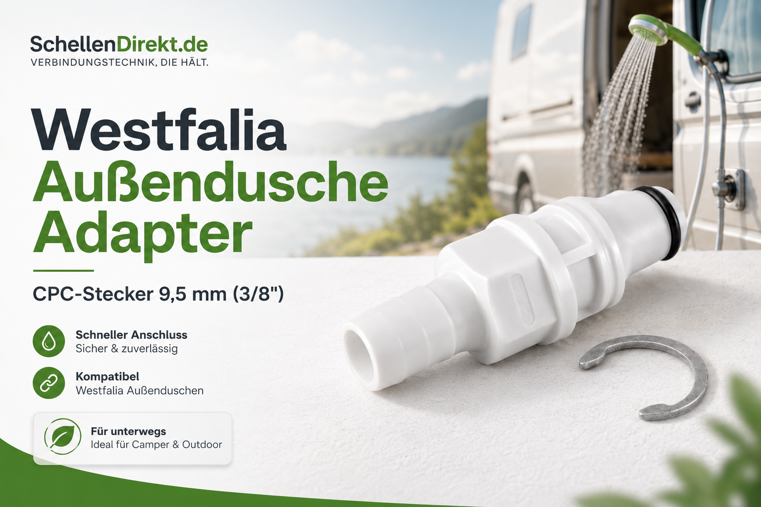 Westfalia Außendusche Adapter mit CPC Stecker für Marco Polo, James Cook und Nugget