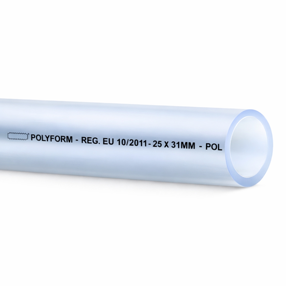 Bild 1 von PVC Schlauch lebensmittelbeständiger Wasserschlauch transparent POLYFORM  / (Schlauchgröße: Innen x Aussen) 32x40 mm