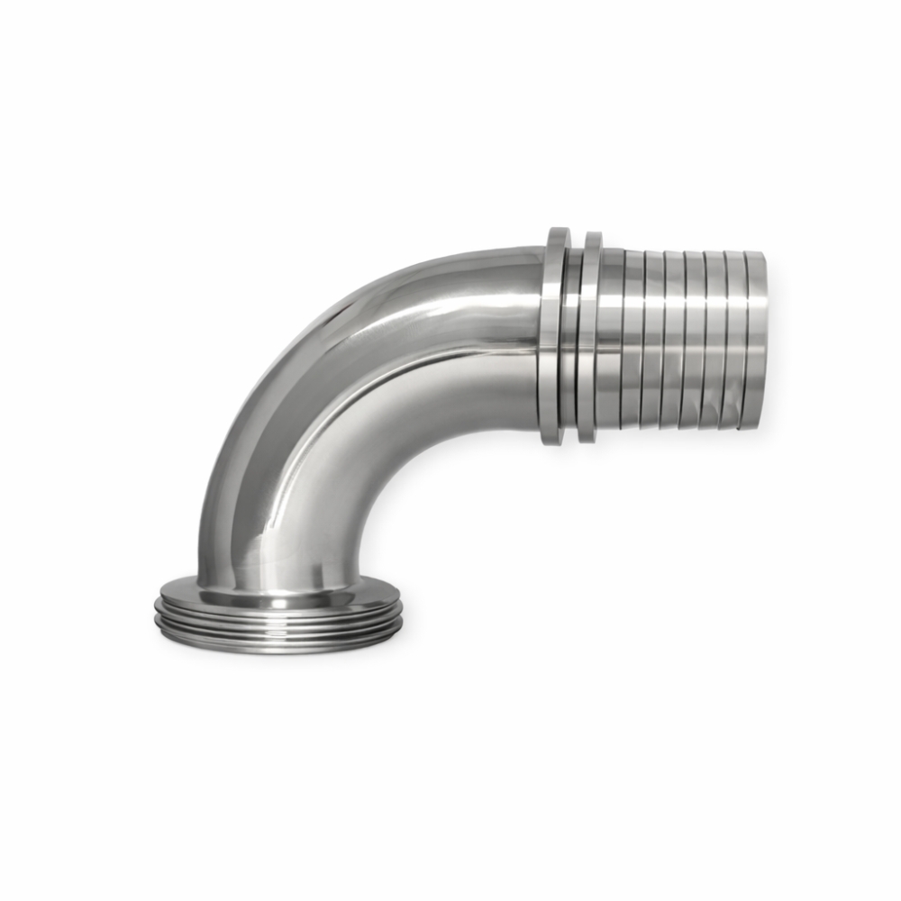 Bild 1 von 90° Außengewindestutzen DIN 11851 mit Rillenstutzen (ohne Dichtung)  / (Größe) DN80 / 75mm