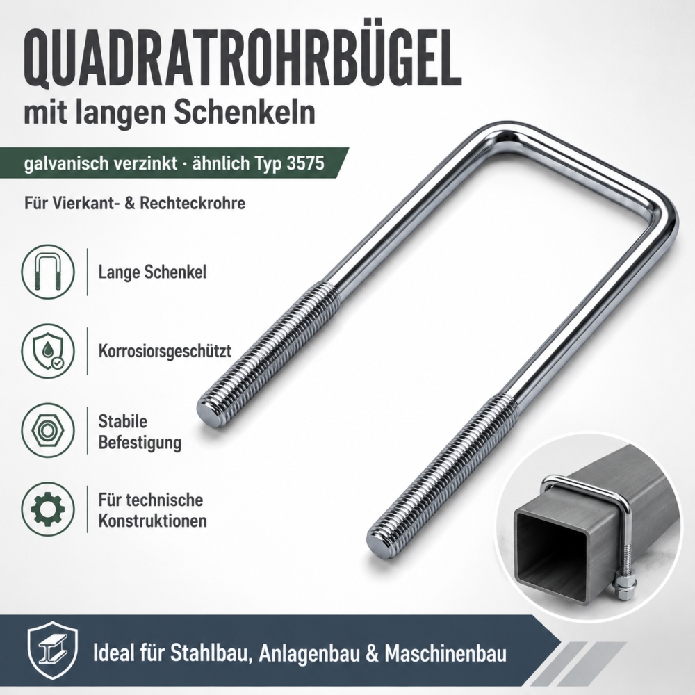 Bild 1 von Quadratrohrbügel mit langen Schenkeln – galvanisch verzinkt – ähnlich Typ 3575