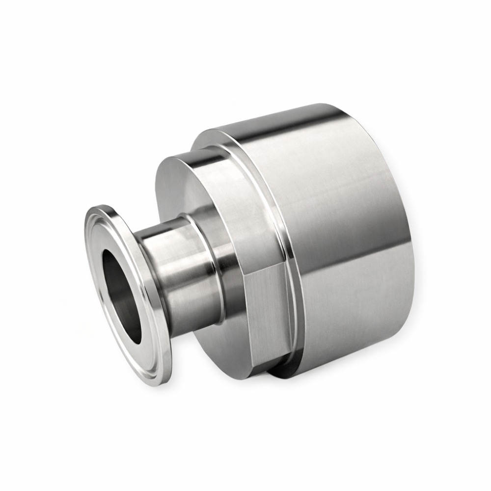 Bild 1 von Clamp-Kupplung DIN 32676 mit IBC-Innengewinde S60x6 – Edelstahl 1.4404 – ohne Dichtung  / (Clamp-Größe) 64 mm