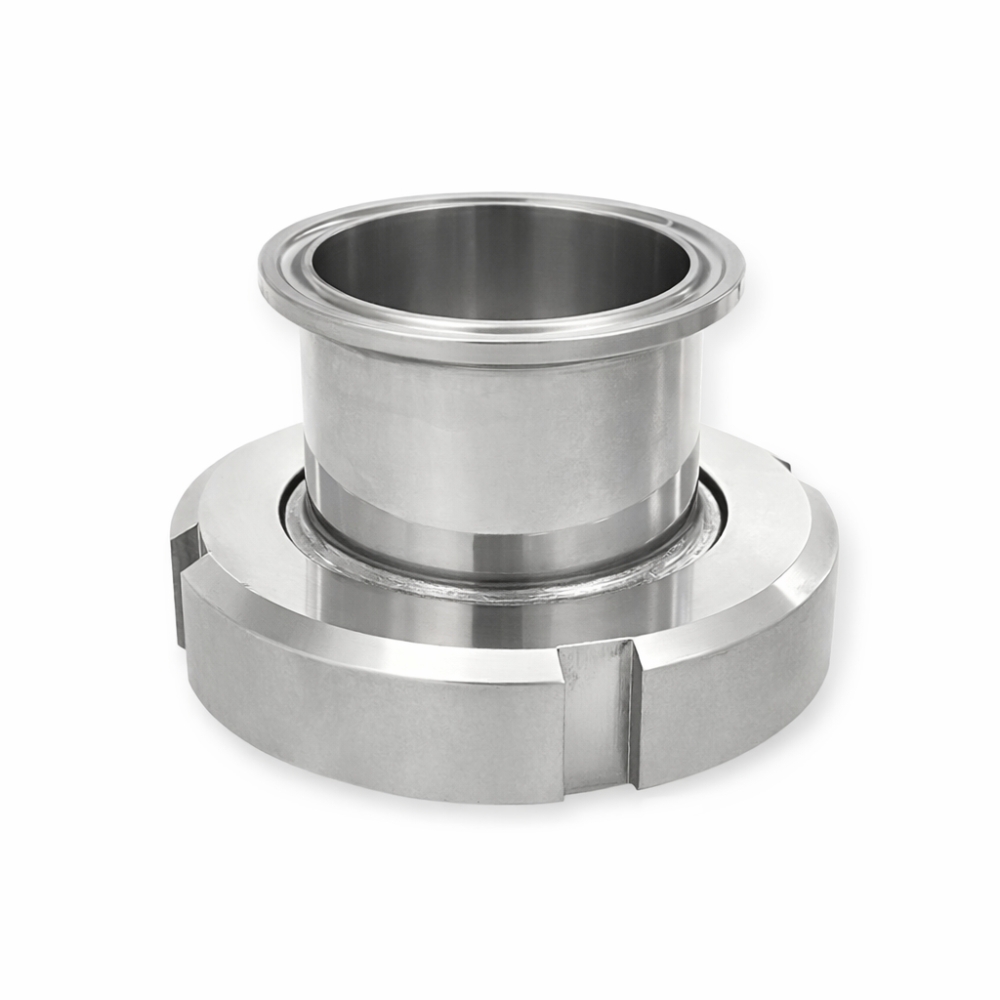 Bild 1 von Übergangsstück Kegelstutzen DIN 11851 mit Überwurfmutter auf Clamp – Edelstahl 1.4404, 25 bar