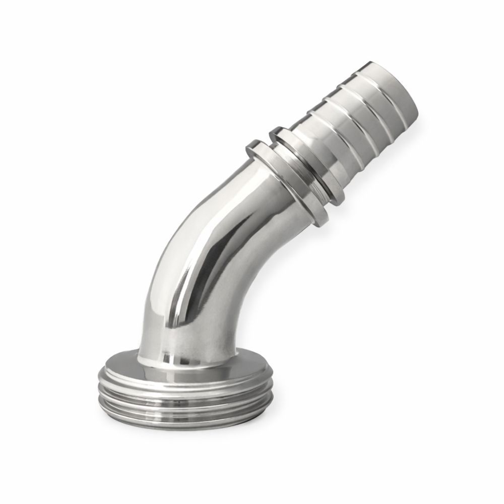 Bild 1 von 45° Außengewindestutzen DIN 11851 mit Rillenstutzen (ohne Dichtung)  / (Größe) DN65 / 63mm