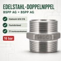 Bild 2 von Edelstahl-Doppelnippel BSPP AG x AG – flachdichtend  / (Größe:) 3