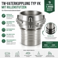 Bild 2 von TW-Vaterkupplung Typ VK mit Rillenstutzen für Klemmschaleneinband Edelstahl 1.4408